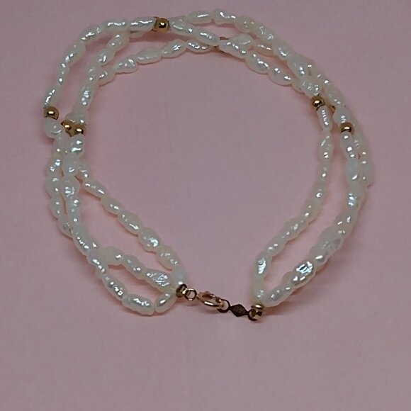14k solid yellow gold,rice pearl bracelet - Picture 6 of 6